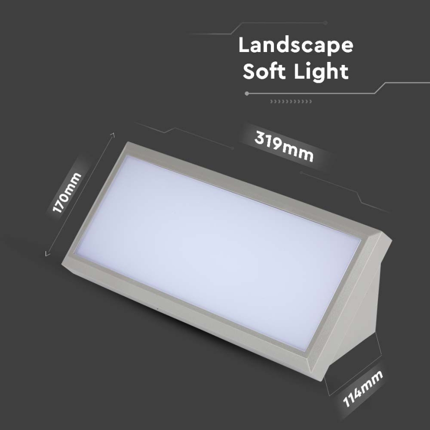 LED ulkoseinävalaisin LED/20W/230V 6400K IP65 harmaa