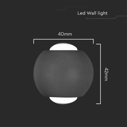 LED-ulkoseinävalaisin LED/2W/230V 3000K IP54 musta