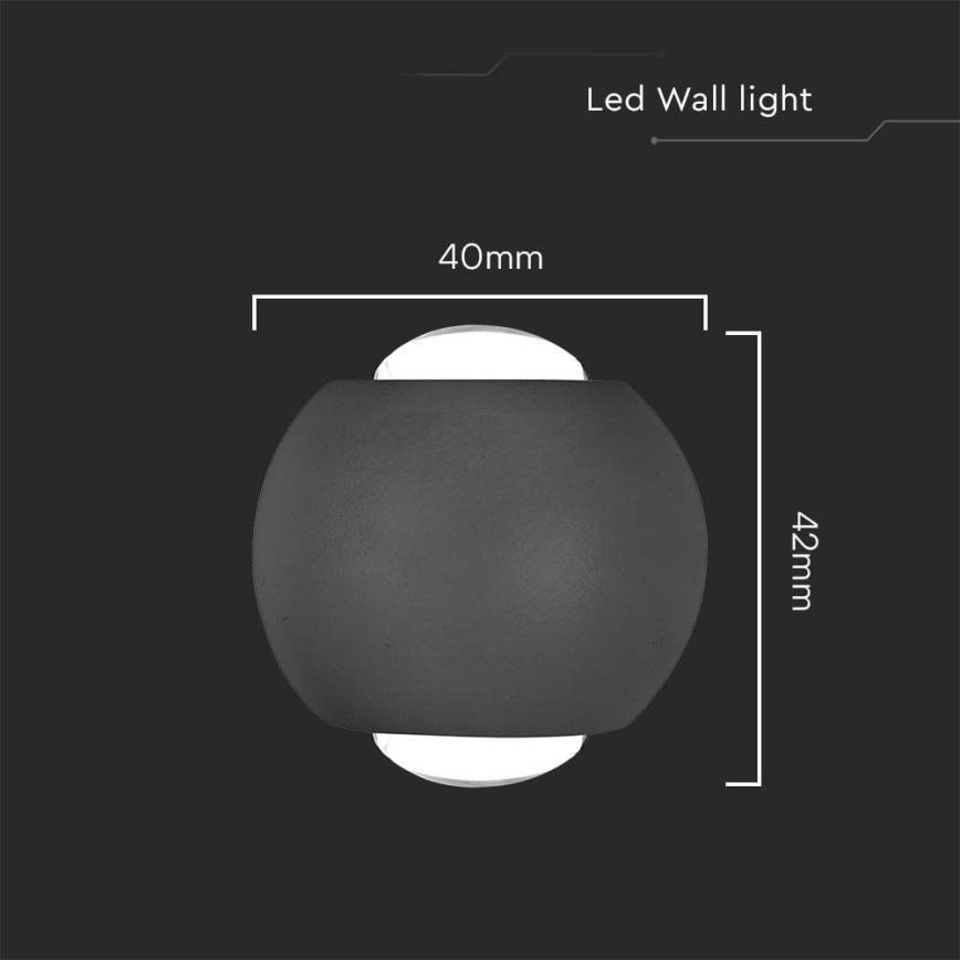 LED-ulkoseinävalaisin LED/2W/230V 3000K IP54 musta