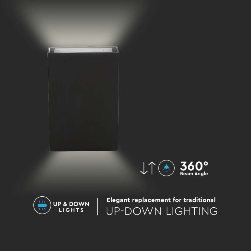 LED-ulkoseinävalaisin LED/4W/230V 3000K IP65 musta