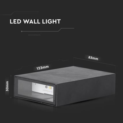 LED-ulkoseinävalaisin LED/4W/230V 3000K IP65 musta