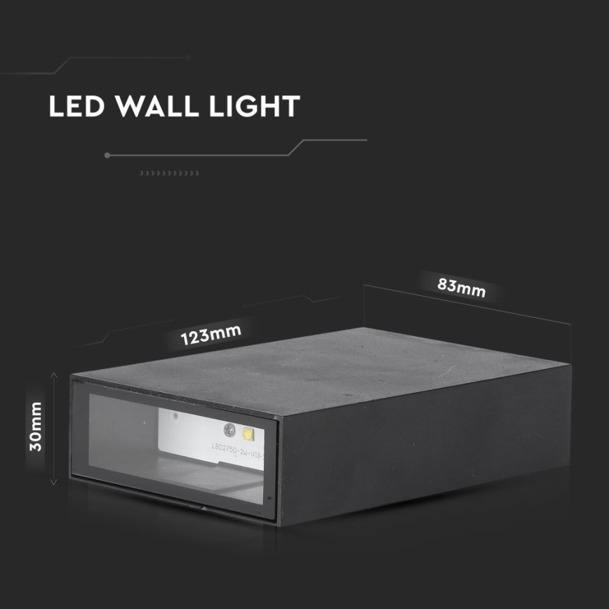 LED-ulkoseinävalaisin LED/4W/230V 3000K IP65 musta