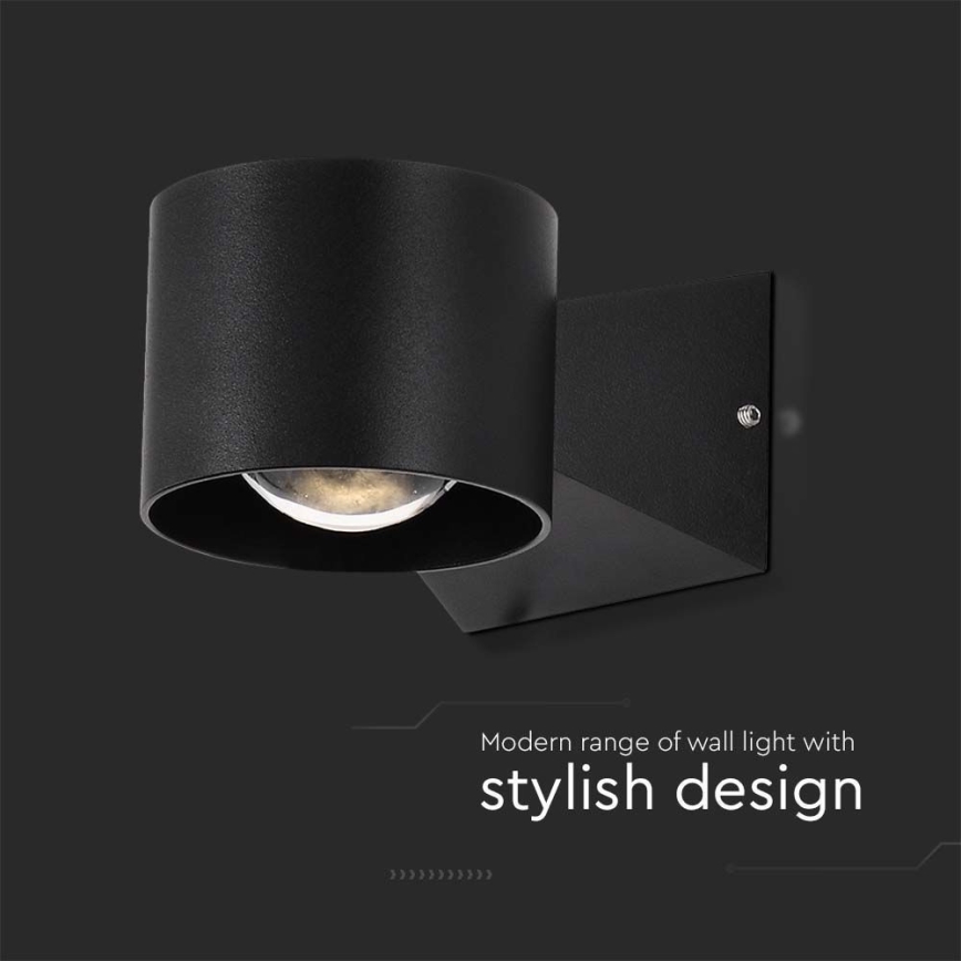 LED-ulkoseinävalaisin LED/5W/230V 3000K IP65 musta
