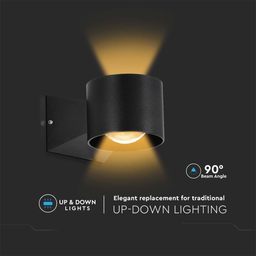 LED-ulkoseinävalaisin LED/5W/230V 3000K IP65 musta