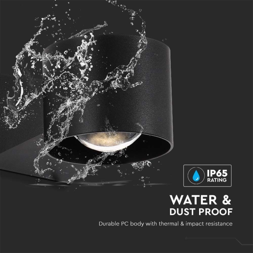 LED-ulkoseinävalaisin LED/5W/230V 3000K IP65 musta