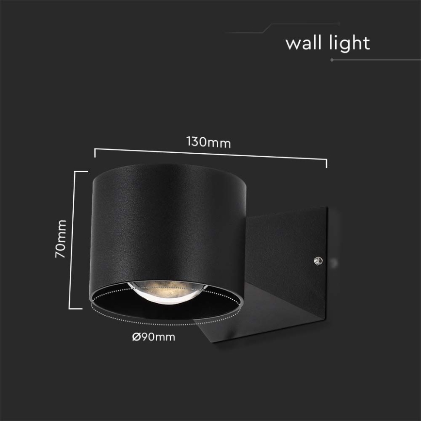 LED-ulkoseinävalaisin LED/5W/230V 3000K IP65 musta