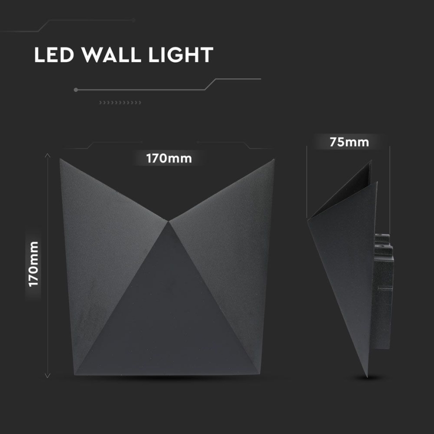 LED-ulkoseinävalaisin LED/5W/230V 3000K IP65 musta