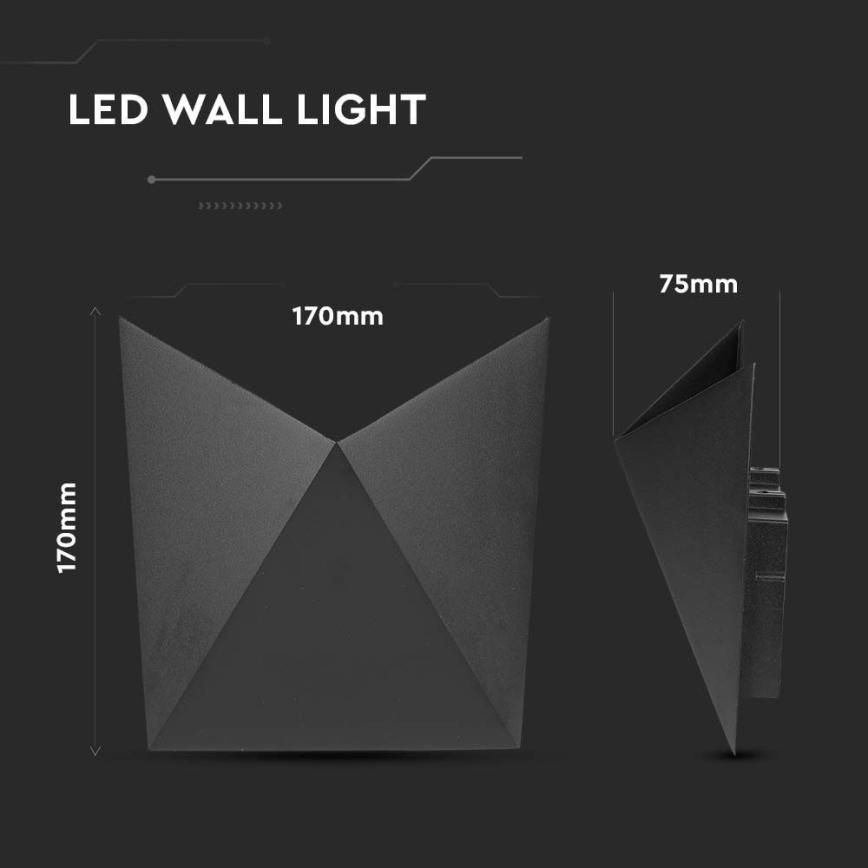 LED-ulkoseinävalaisin LED/5W/230V 4000K IP65 musta