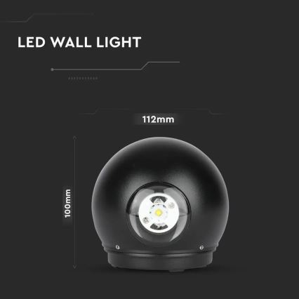 LED-ulkoseinävalaisin LED/6W/230V 3000K IP65 musta
