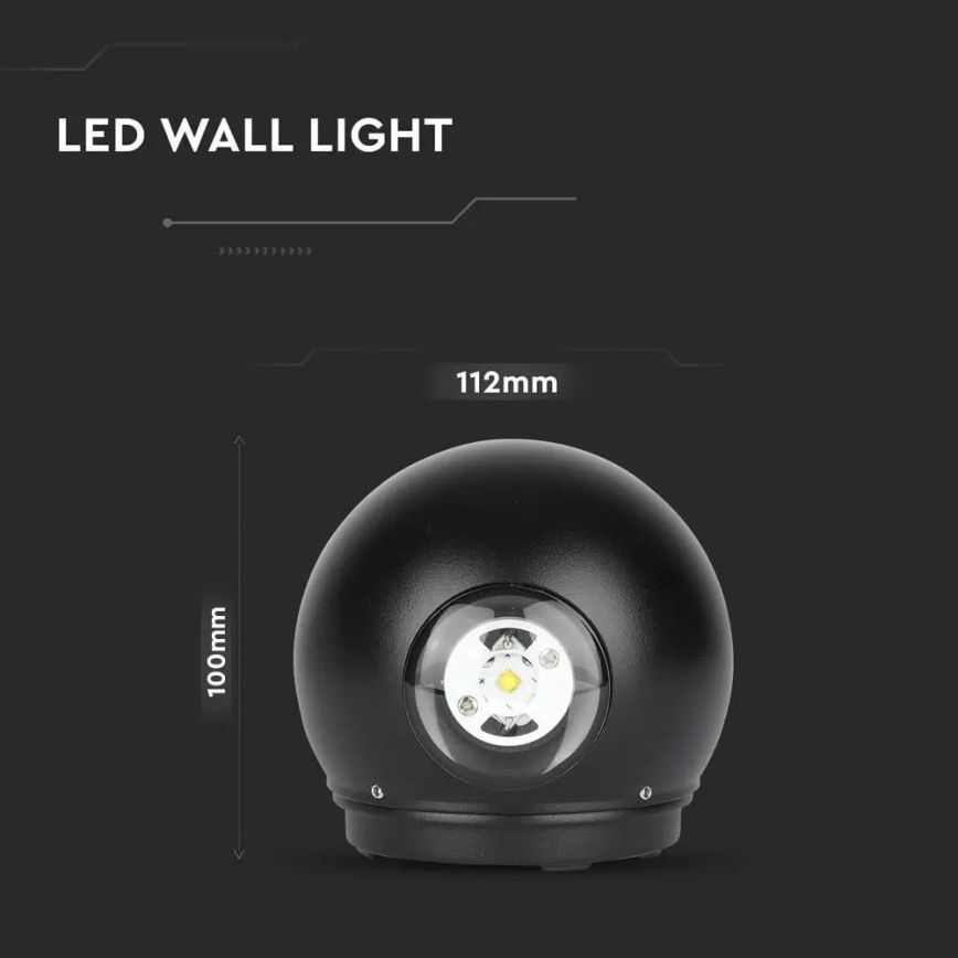 LED-ulkoseinävalaisin LED/6W/230V 3000K IP65 musta