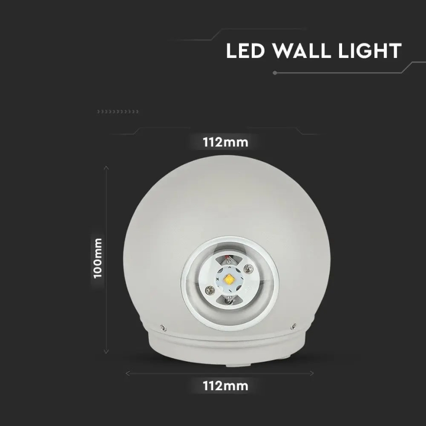 LED-ulkoseinävalaisin LED/6W/230V 4000K IP65 harmaa