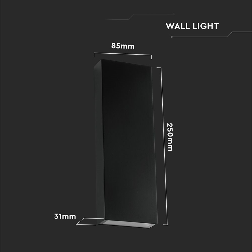 LED-ulkoseinävalaisin LED/8W/230V 4000K IP65 musta
