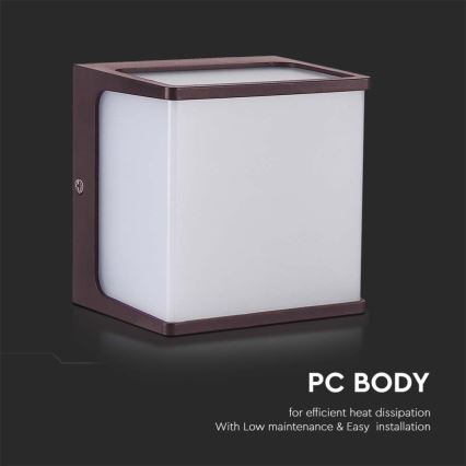 LED-ulkoseinävalaisin LED/8W/230V IP65 3000K ruskea