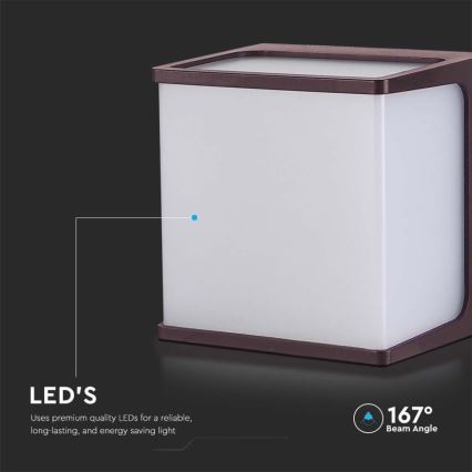 LED-ulkoseinävalaisin LED/8W/230V IP65 3000K ruskea