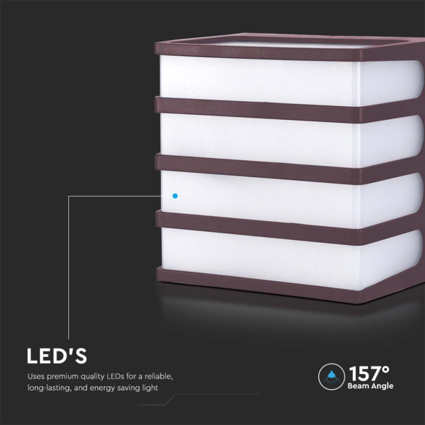LED-ulkoseinävalaisin LED/8W/230V IP65 4000K ruskea