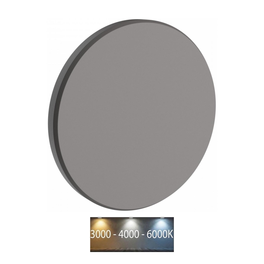 LED-ulkoseinävalaisin PIATTA LED/18W/230V 3000/4000/6000K halkaisija 25 cm IP44 harmaa