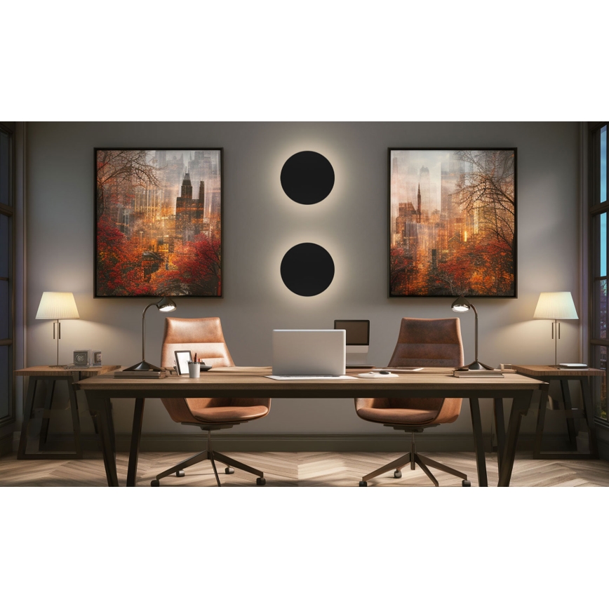 LED-ulkoseinävalaisin PIATTA LED/18W/230V 3000/4000/6000K halkaisija 25 cm IP44 musta