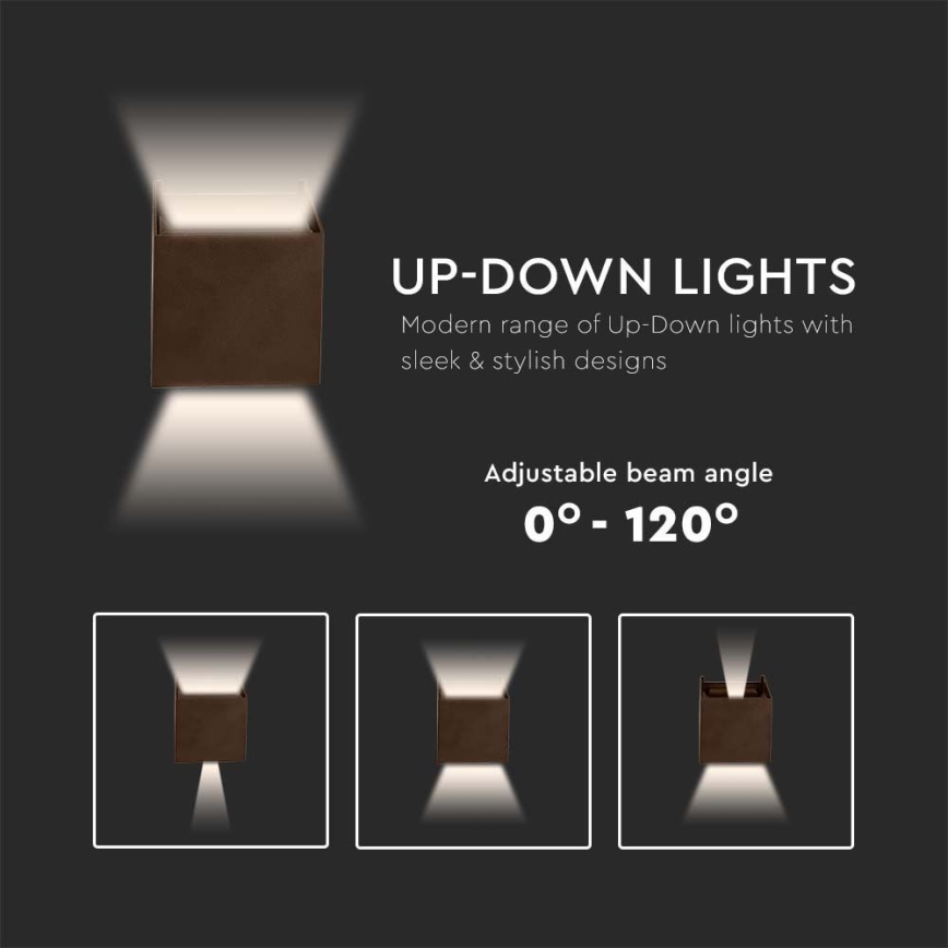LED Ulkoseinävalo LED/11W/230V 3000K IP65 ruskea