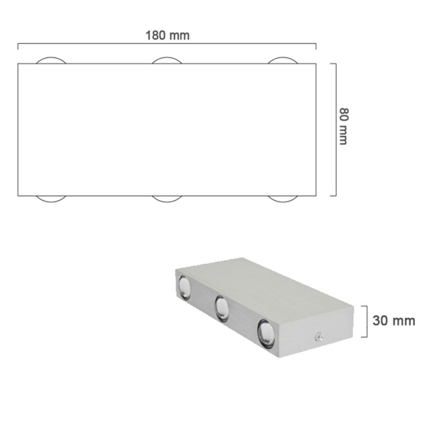 LED Ulkoseinävalo SILBER 6xLED/1W/230V IP54