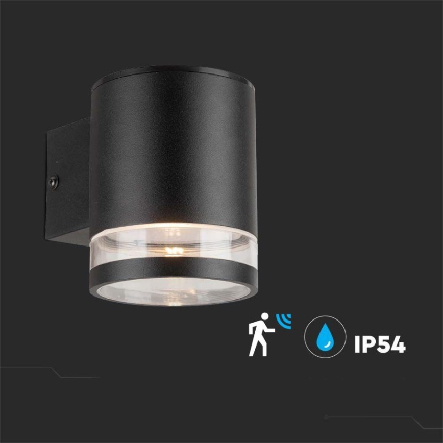 LED Ulkotila aurinko seinävalaisin anturilla LED/1W/3,7V 3000K IP54 musta
