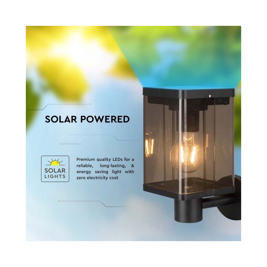 LED Ulkotila aurinko seinävalaisin anturilla LED/2,5W/3,7V 3000K IP54