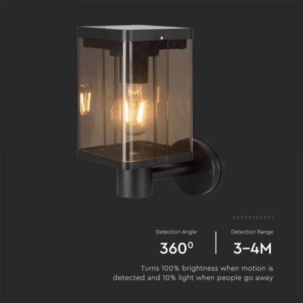 LED Ulkotila aurinko seinävalaisin anturilla LED/2,5W/3,7V 3000K IP54