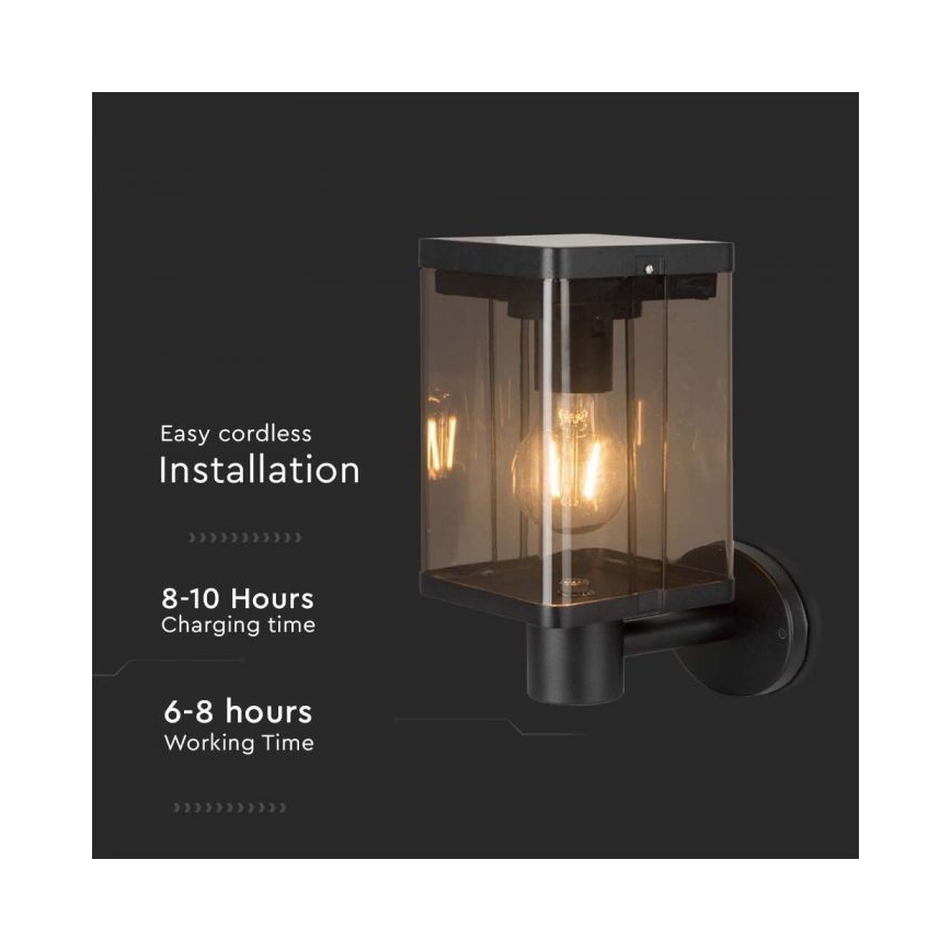 LED Ulkotila aurinko seinävalaisin anturilla LED/2,5W/3,7V 3000K IP54