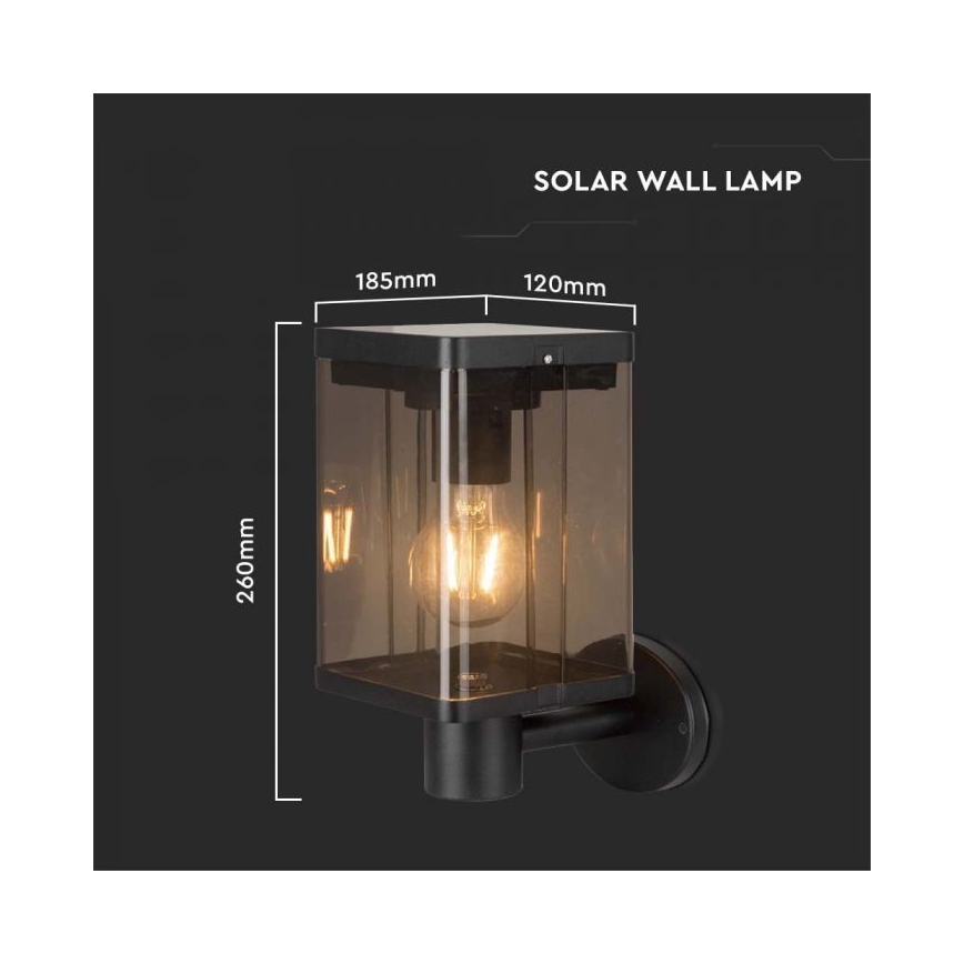 LED Ulkotila aurinko seinävalaisin anturilla LED/2,5W/3,7V 3000K IP54