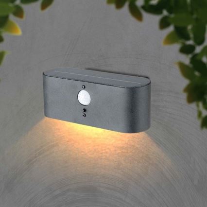 LED Ulkotila aurinko seinävalaisin anturilla LED/2,5W/3,7V 3000K IP54
