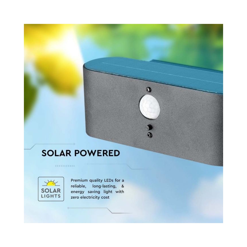 LED Ulkotila aurinko seinävalaisin anturilla LED/2,5W/3,7V 3000K IP54
