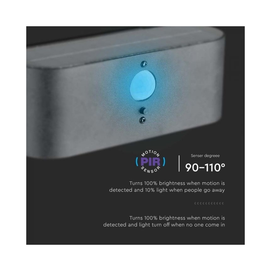 LED Ulkotila aurinko seinävalaisin anturilla LED/2,5W/3,7V 3000K IP54