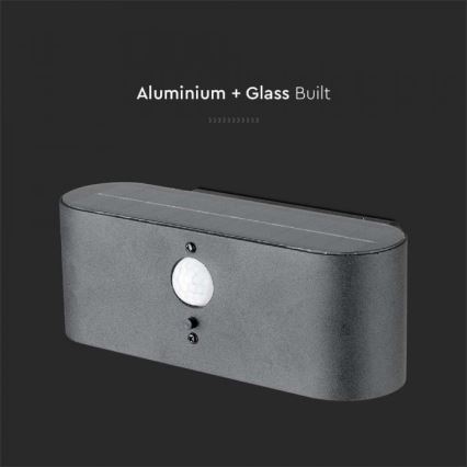 LED Ulkotila aurinko seinävalaisin anturilla LED/2,5W/3,7V 3000K IP54