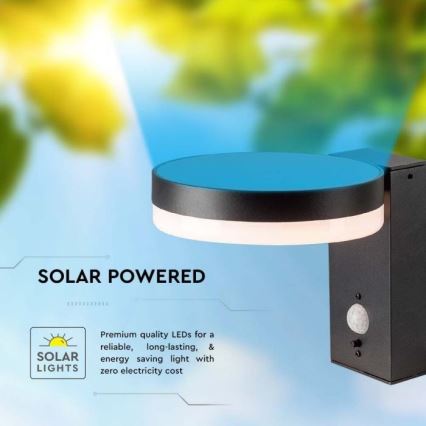 LED Ulkotila aurinko seinävalaisin anturilla LED/5,5W/3,7V 3000K IP54 2000 mAh