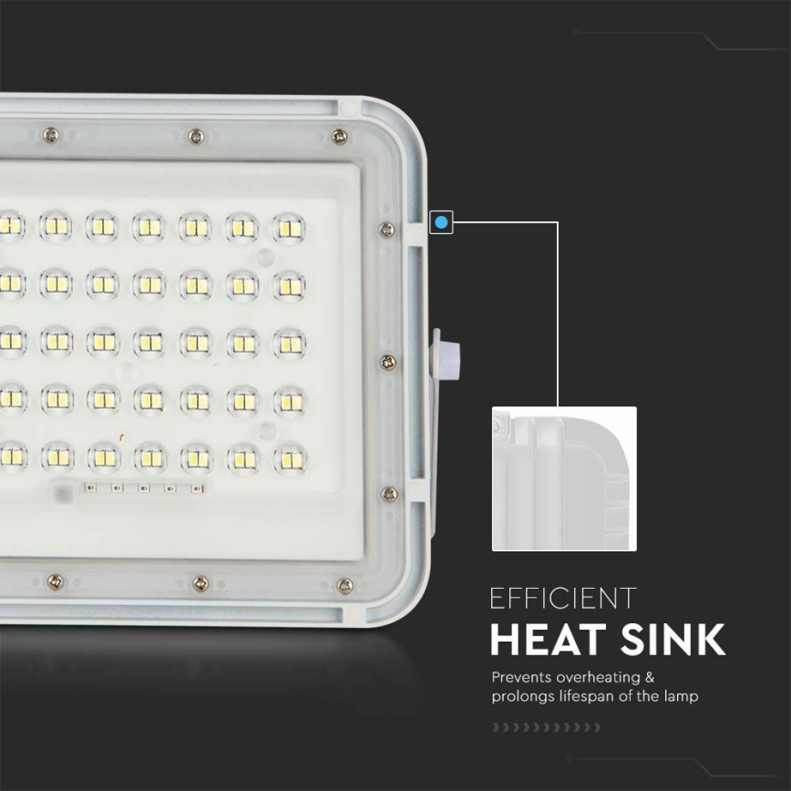 LED Ulkotila himmennettävä aurinko valonheitin LED/10W/3,2V IP65 4000K valkoinen + kauko-ohjaus