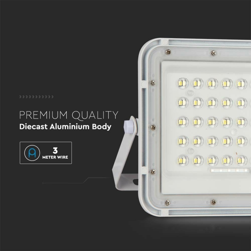 LED Ulkotila himmennettävä aurinko valonheitin LED/10W/3,2V IP65 4000K valkoinen + kauko-ohjaus
