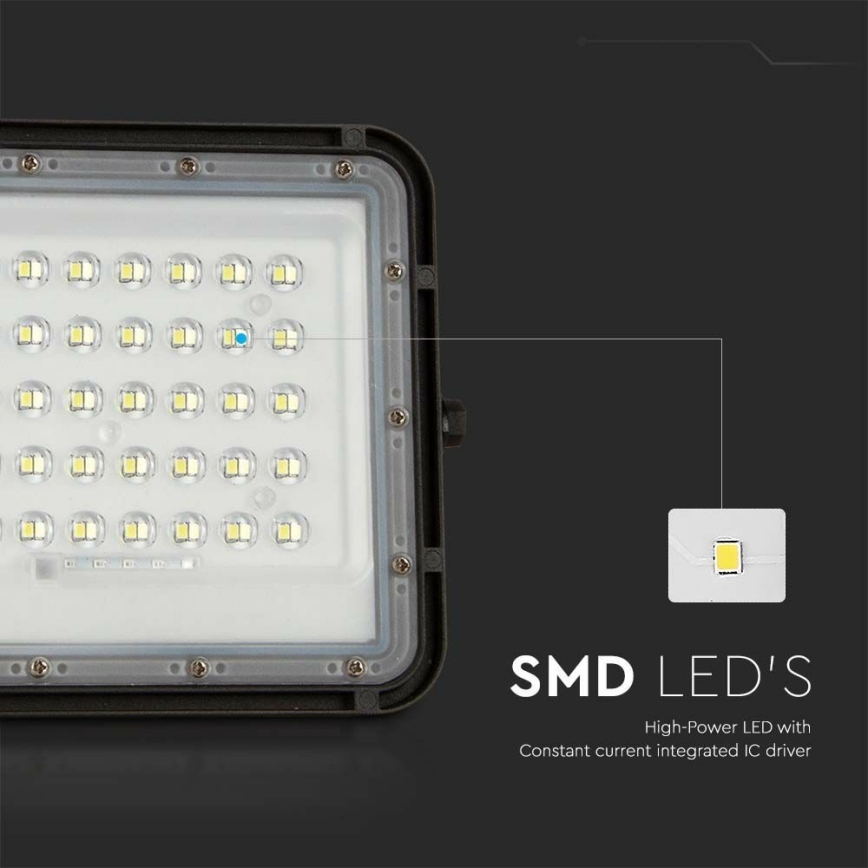 LED Ulkotila himmennettävä aurinko valonheitin LED/10W/3,2V IP65 6400K musta + kauko-ohjaus