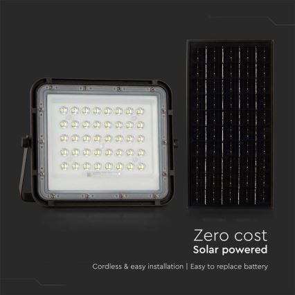 LED Ulkotila himmennettävä aurinko valonheitin LED/10W/3,2V IP65 6400K musta + kauko-ohjaus