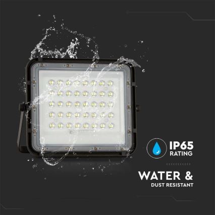 LED Ulkotila himmennettävä aurinko valonheitin LED/10W/3,2V IP65 6400K musta + kauko-ohjaus