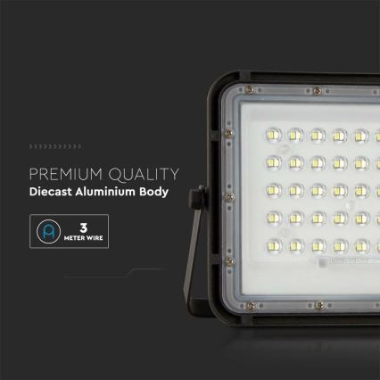 LED Ulkotila himmennettävä aurinko valonheitin LED/10W/3,2V IP65 6400K musta + kauko-ohjaus