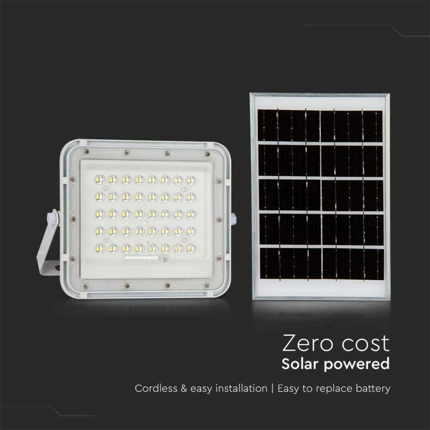 LED Ulkotila himmennettävä aurinko valonheitin LED/10W/3,2V IP65 6400K valkoinen + kauko-ohjaus