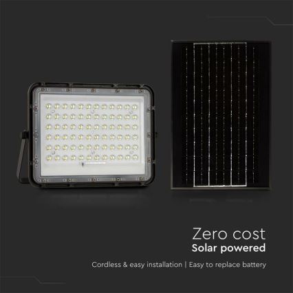 LED Ulkotila himmennettävä aurinko valonheitin LED/15W/3,2V IP65 4000K musta + kauko-ohjaus