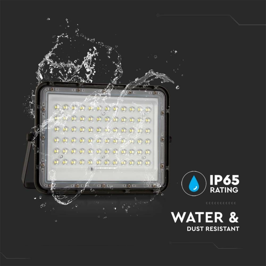 LED Ulkotila himmennettävä aurinko valonheitin LED/15W/3,2V IP65 4000K musta + kauko-ohjaus