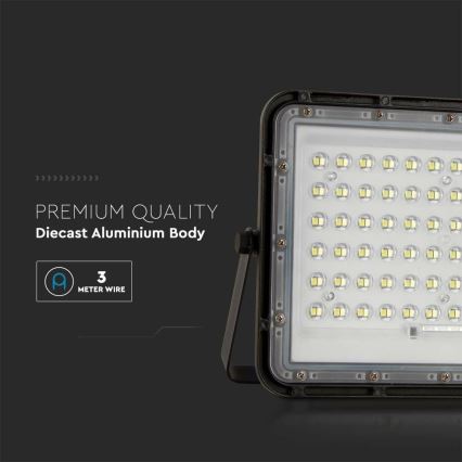 LED Ulkotila himmennettävä aurinko valonheitin LED/15W/3,2V IP65 4000K musta + kauko-ohjaus
