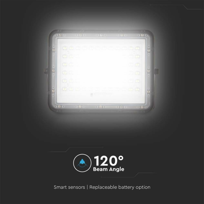 LED Ulkotila himmennettävä aurinko valonheitin LED/15W/3,2V IP65 4000K musta + kauko-ohjaus