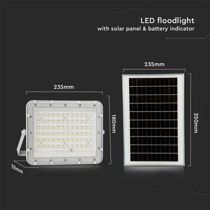 LED Ulkotila himmennettävä aurinko valonheitin LED/15W/3,2V IP65 4000K valkoinen + kauko-ohjaus