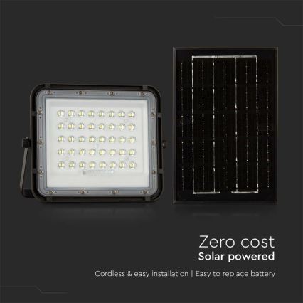 LED Ulkotila himmennettävä aurinko valonheitin LED/6W/3,2V IP65 4000K musta + kauko-ohjaus