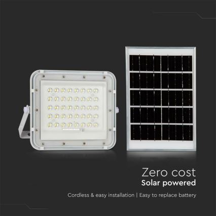 LED Ulkotila himmennettävä aurinko valonheitin LED/6W/3,2V IP65 4000K valkoinen + kauko-ohjaus