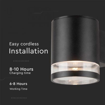 LED Ulkotila aurinkokenno seinävalaisin LED/1W/3,7V 3000K IP54 musta