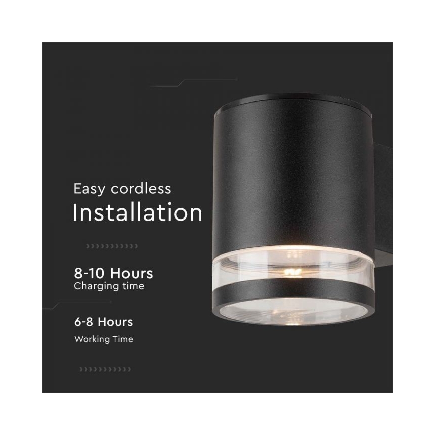 LED Ulkotila aurinkokenno seinävalaisin LED/1W/3,7V 3000K IP54 musta