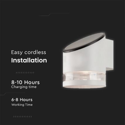 LED Ulkotila aurinkokenno seinävalaisin LED/1W/3,7V 3000K IP54 valkoinen
